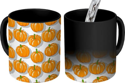 Magische Mok - Foto op Warmte Mokken - Koffiemok - Herfst - Pompoen - Patronen - Magic Mok - Beker - 350 ML - Theemok