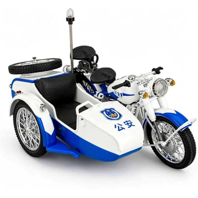 1:10 Driewieler Politie Motorfiets Model Simulatie Legering Geluid Licht Schuif Speelgoedauto Retro Ornament