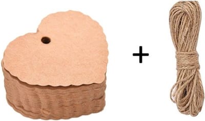 Label Kaartje - Hart / Hartje / Hartjes - Kartelrand - Kartonnen Kadolabel - Karton | Effen - Kaart - Labels - Kraftpapier - Kraft - Memokaart | Huwelijk - Valentijn - Kerst - Gift Tag - Leuk verpakt - Moederdag | DH collection