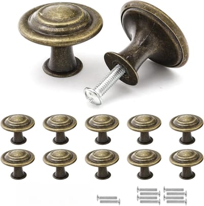 Meubelknoppen - Vintage Kastgrepen Zinklegering - 10 Stuks 30 mm - Antiek Brons Design met Schroeven - Voor Laden Kasten Commodes - Klassieke Bruine Tint