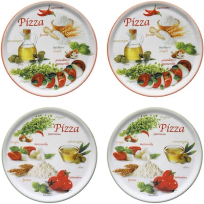 MamboCat Set van 4 pizzaborden Napoli Pizzafoods groen + rood 31cm