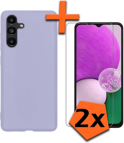 Hoes - Met 2x Screenprotector - Geschikt voor Samsung Galaxy A13 5G - Sterk & Shockproof - Back Cover - Siliconen Case - Telefoon Hoes - Lila