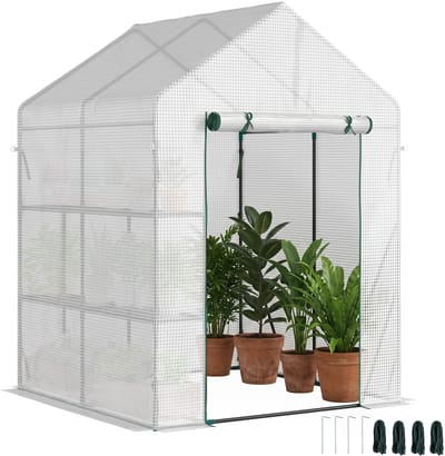 Outsunny - Foliekas - PE-Kunststof - 143L x 143B x 195H cm - Wit