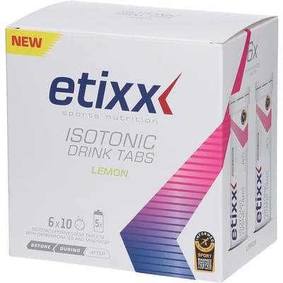 Etixx Isotonic Drink Tabs - Sports Nutrition - Sportdrank - 6X10 tabletten - Limoen - Handige Bruistablet - Extra Natrium (643mg/liter) - Gemakkelijk mee te nemen onderweg
