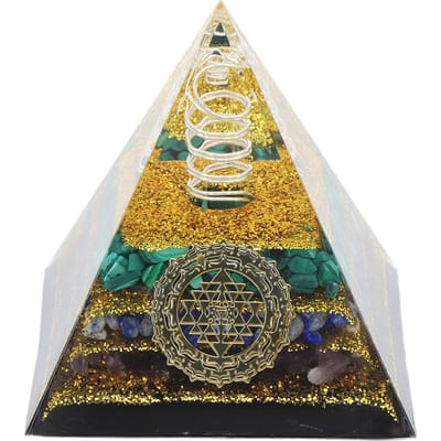 Générateur d'Énergie Pyramide de Cristal Pyramide d'Orgon pour Énergie Positive Décoration de Bureau Stress beige