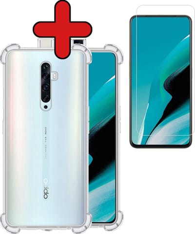 Hoesje - Met Screenprotector - Geschikt voor OPPO Reno 2Z - Sterk & Shockproof - Back Cover - Siliconen Case - Telefoon Hoes - Shock Proof - Telefoonhoes - Transparant