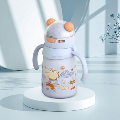 Leerbeker Baby Drinkbeker Vacuüm 316 Roestvrij Staal Thermosbeker Hoge Uitstraling Schattige Beker Draagbare Kleine Beker 400ml white