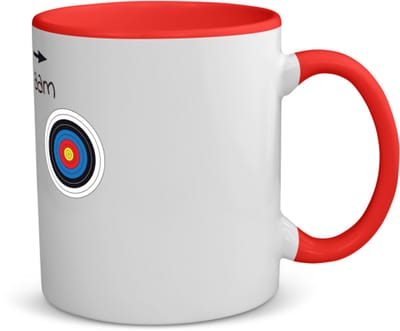 Akyol - boogschieten met naam - koffiemok - theemok - rood - Sport - boogschieters - cadeau - verjaardag - geschenk - gepersonaliseerde jongens en meisjes - 350 ML inhoud