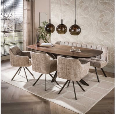 Eettafel Kopenhagen deens ovaal 215x105x77 cm - acaciahout - bruin