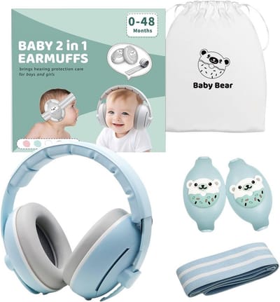 Gehoorbescherming Baby - Baby Oorbescherming - Geluid Dempen - 2-in-1 Aanpasbaar - 0-4 Jaar - Blauw
