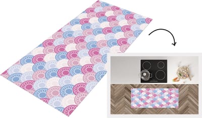 Keukenloper - Loper keuken - Cirkel - Patroon - Roze - 120x50 cm - Keukenloper vinyl