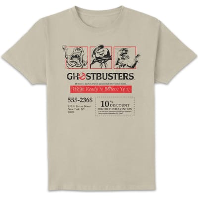 Ghostbusters Flyer Unisex T-Shirt - Wit Vintage Wash - S