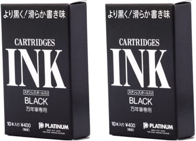 Platinum - Vulpeninkt - 2 doosjes patronen - Zwart - 2x10