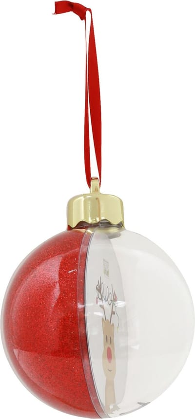Deknudt Frames kerstbal S66FJ7 -rood/transparant -foto: 7,60x7,60 cm