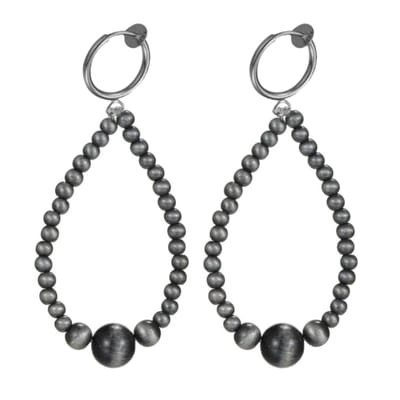 Klem oorbellen- grijs- kralen- geen gaatje- Charme Bijoux