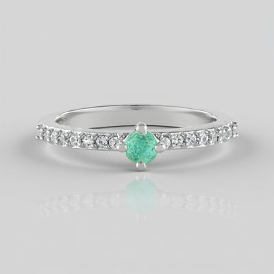 Cavill - Zilveren ring - 925 Sterling zilver geplatineerd - Colombiaanse smaragd 0,13 ct rond - Zwarte zirconia 0,19 ct - Elegante damesring