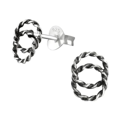Aramat Jewels | Oorbellen | Zilveren Bali Oorbellen Dubbelle Cirkels Gedraaid | | | |6mm | Zilver | Kinderen, Volwassenen | Verkleurd niet