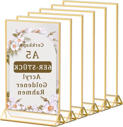 A5 Fotolijst in Goud - 6 Stuks Dubbelzijdige Acryl Fotolijsten voor Tafeldecoratie, Bruiloften en Kindertekeningen
