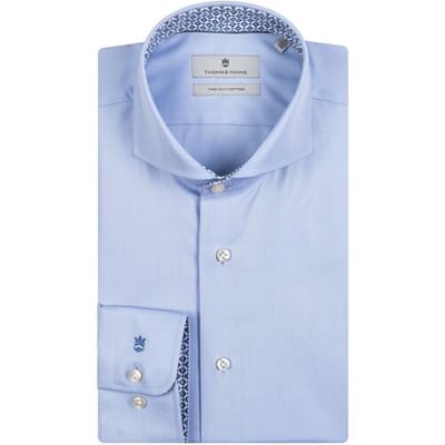 Thomas Maine Overhemd Uni Fine Pattern Contrast Bari Cutaway Twill Lichtblauw-Lichtblauw / male