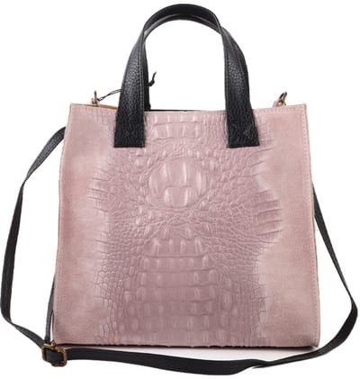 Giuliano lederen handtas Sobek - Roze - Kroko - Made in Italy