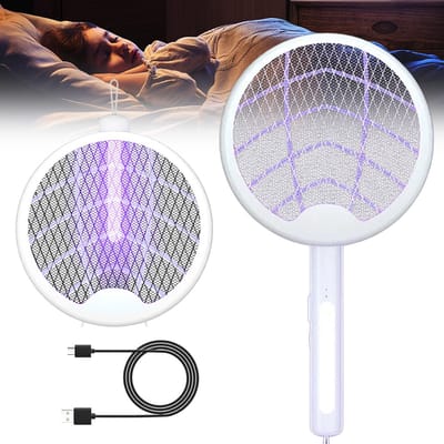 3 In 1 Ophang Bare Elektrische Muggenmepper - Oplaadbare Vliegen / Muggenmepper - UV-Lamp - USB Oplaadbaar - Wit