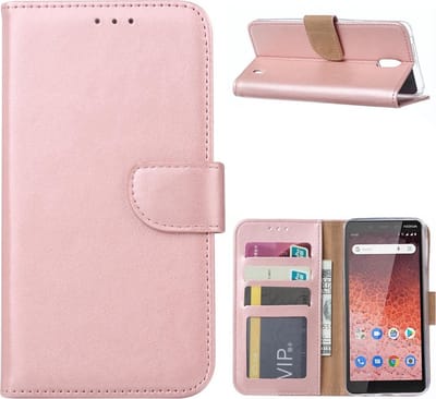 LuxeBass Boekhoesje geschikt voor Nokia 1 Plus - Rosegoud - telefoonhoes - gsm hoes - telefoonhoesjes