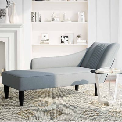 vidaXL - Chaise - longue - met - rechterarmleuning - stof - lichtgrijs