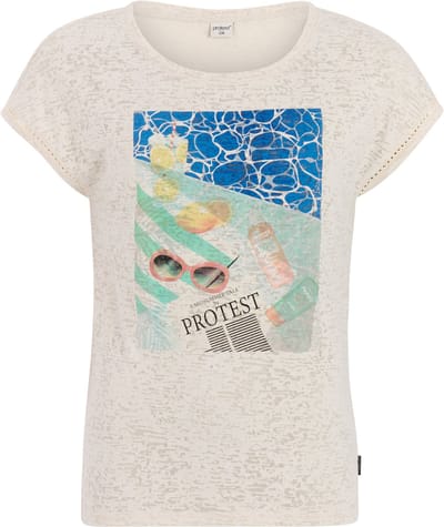 Protest PRTElles - T-shirt Dames - Normale pasvorm - Ronde hals - Normale pasvorm - Blauw