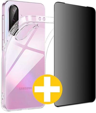 Hoesje en Privacy Screenprotector Combi Geschikt Voor Samsung A56 - Transparant Hoesje + Privacy Glas