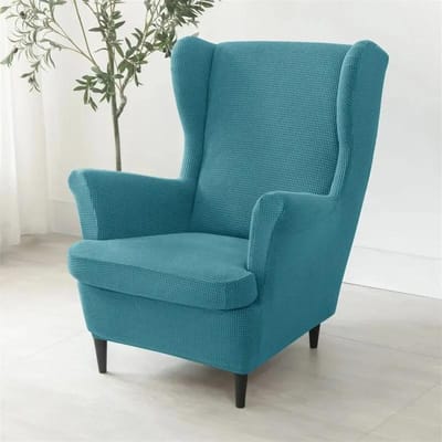 1 Ensemble Housse de Fauteuil à Oreilles Élastique avec Coussin d'Assise Housse de Fauteuil à Oreilles Housse de Canapé d'Hôtel Housse de Pouf Fauteuil Housse pour Chambre Salon blue