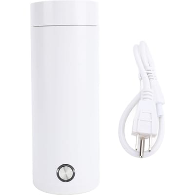 Bouilloire Électrique de Voyage 300W 400ml Acier Inoxydable 304 Ébullition Rapide en 5 Minutes Eau Chaude Portable white