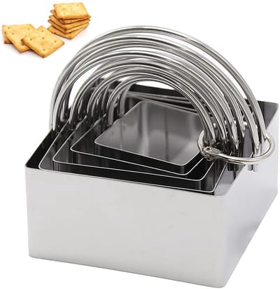 Dailygoods- Uitsteekvormen Roestvrij Staal - Vierkante Uitsteekvormen - Koekjessnijderset - Geschikt voor Taarten - Deegzakken - Pannenkoeken - Koekjesvormpjes