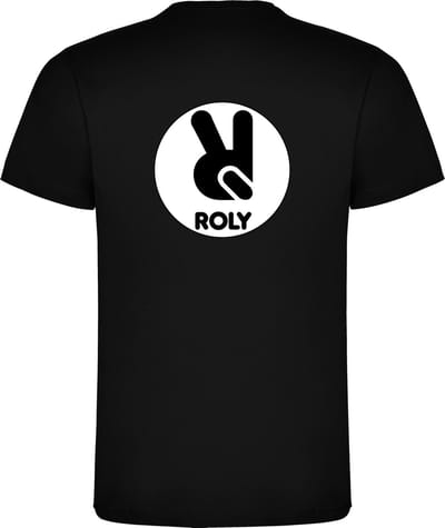 5 Pack T-shirts Zwart met gepersonaliseerd Ruglogo maten zelf te kiezen S t/m 5XL Dogo Premium 165 gram met ronde hals merk Roly