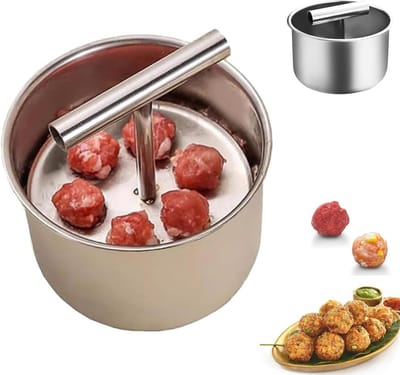 longziming -Gehaktbalmenmaker - Gehaktballetjesvorm - Tarange - Frikadelvormer - Handmatige Gehaktballetjesvormer 6 Löcher - Edelstahl - 1 Stuk - Keukenhulpmiddel - thuis koken gereedschap voor keuken - Zilver