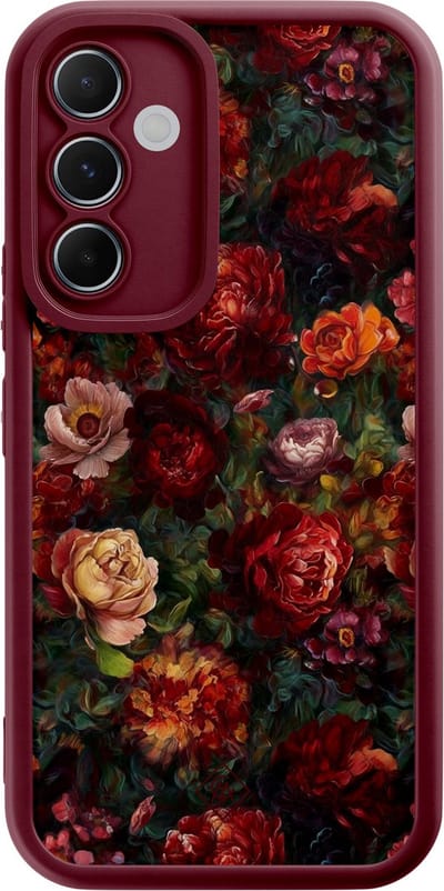 Casimoda® hoesje - Geschikt voor Samsung Galaxy A55 - Floral Garden - Zwart TPU Backcover - Bloemen - Rood