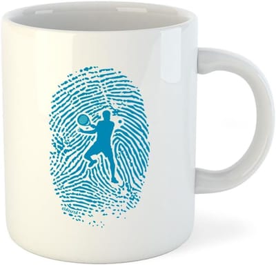 Padel Mok - Keramische Mok - Koffie Drinken - Uniek Vingerprint Design - 325 ml - Wit