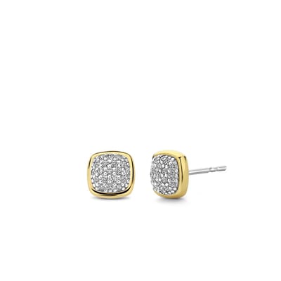 TI SENTO Dames Oorbellen - 925 zilver - Zirkonia met geel verguld - 7990ZY