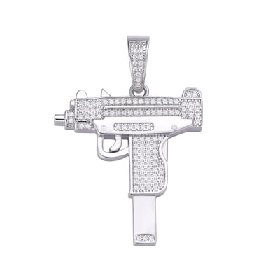 Juwelier Zwartevalk zilveren (gerhodineerd) UZI wapen hanger - 24.317