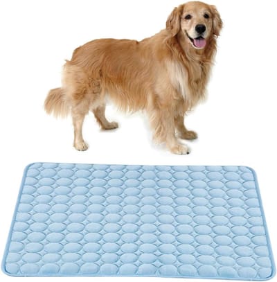 VHV-Koelmat Hond en Kat - Verkoelende Slaapmat - Honden Koelmat van Ademende Ijszijde - Wasbaar Koelpad voor Zomer - 70x55 cm Blauw