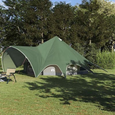 vidaXL - Teepee - Tent - voor - 9 - Personen - 9-persoons - Groen - en - Grijs