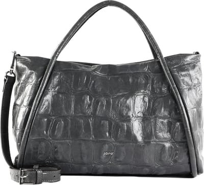 abro handtas schoudertas Leather Maxi Cocco Shopper Willow Dark Gray donkergrijs