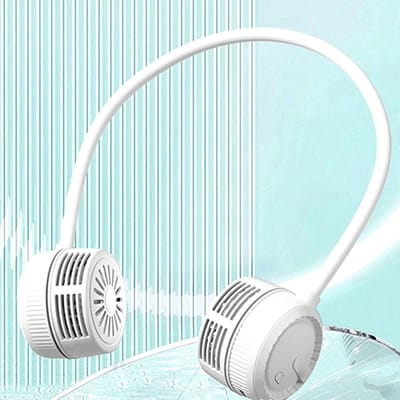 Nekventilator - Bladloze Nekventilator - Draagbare Persoonlijke Ventilator met 3 Verstelbare Snelheden - Oplaadbaar met 360° Luchtcirculatie - Geschikt voor Outdoor Kantoor Reizen en Sport - Lange Batterijduur - Wit