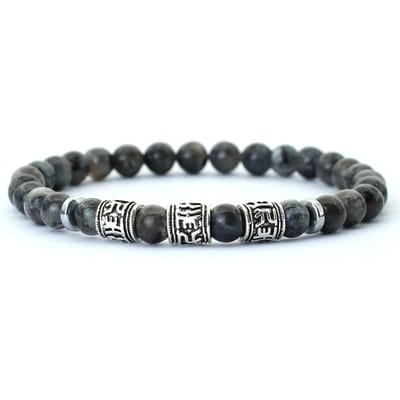 Noter Mantra Armband Voor Mannen 6mm Howliet Lava Tijgerogen Kralen Armband Viking Accessoires Pulseras Para Hombre Tibet Armband black