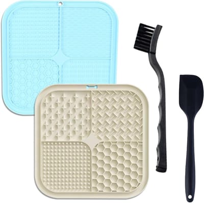 Lick Mats voor Honden en Katten, 2 Stuks, 8.3'' Antislip Lick Mat voor Voeding en Verzorging, Ideaal voor Yogurt, Pindakaas en Training