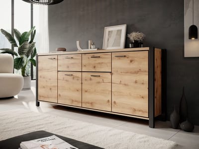 Meubella - Dressoir Acapulco - Eiken - Zwart - 213 cm