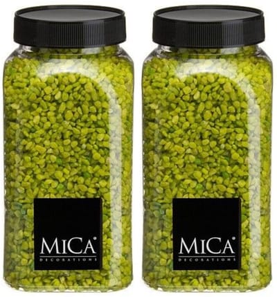 Mica Decorations decoratie stenen/granulaat - 2x - 650ml - groen - hobby steentjes