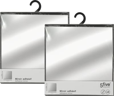 5Five Plak spiegels tegels - 8x stuks - glas - zelfklevend - 30 x 30 cm - vierkantjes - muur/deur/wand