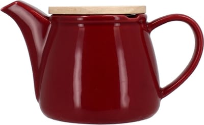 Novastyle Elegante theepot 500 ml met geperforeerde RVS filter en Bamboe deksel - Magenta/bordeauxrood