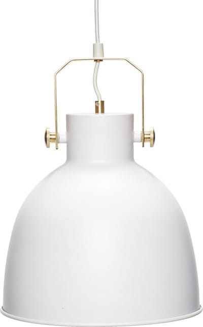 Hübsch Industriële Hanglamp Wit Goud - Plafondlamp Design - ø29x41 cm Hoogte - E27 Fitting - Deens Design - Danish - Luxe Hanglamp - Retro Lamp - Moderne Lamp