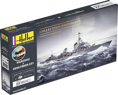 Heller Modelbouwpakket Militaire voertuigen - 55009 Marceau + Zerstörer Z31 - Twinset - Starter Kit Plastic - 1:400 - Modelbouw